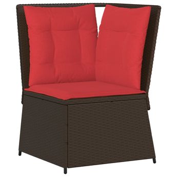 vidaXL Garden Sofa Corner with Cushions Brown Poly Rattan