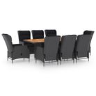 vidaXL 9 Piece Patio Dining Set with Cushions Poly Rattan Dark Gray