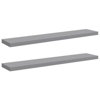vidaXL Floating Wall Shelves 2 pcs Gray 47.2"x9.3"x1.5" MDF
