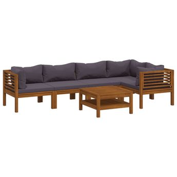 vidaXL 6 Piece Garden Lounge Set with Cushion Solid Acacia Wood