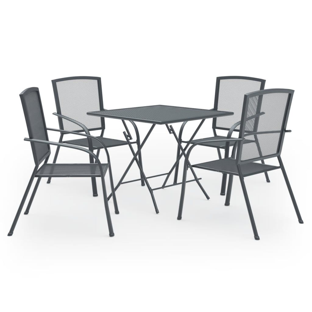 vidaXL 5 Piece Patio Dining Set Steel Anthracite