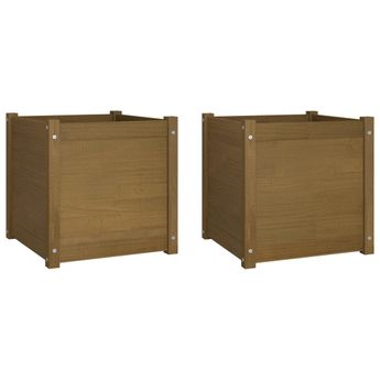 vidaXL Garden Planters 2 pcs Honey Brown 19.7"x19.7"x19.7" Solid Wood Pine