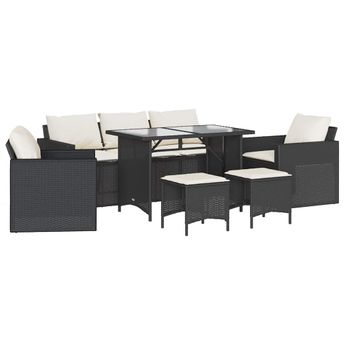 vidaXL 6 Piece Patio Sofa Set with Cushions Black Poly Rattan