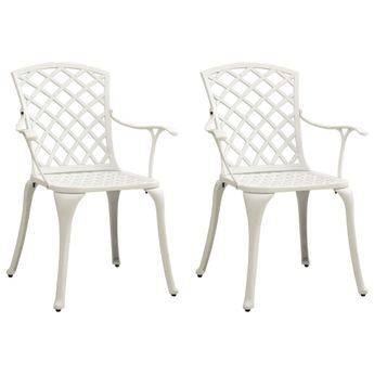 vidaXL Garden Chairs 2 pcs Cast Aluminium White