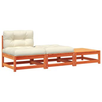 vidaXL Garden Sofa Armless with Cushions and Footstools