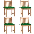 vidaXL Patio Chairs 4 pcs with Cushions Solid Teak Wood
