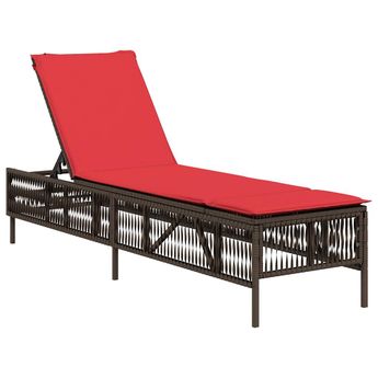 vidaXL Sun Lounger with Cushion Brown Poly Rattan