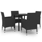 vidaXL 5 Piece Garden Dining Set with Cushions Poly Rattan and Glass