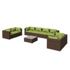 vidaXL 9 Piece Patio Lounge Set with Cushions Poly Rattan Brown