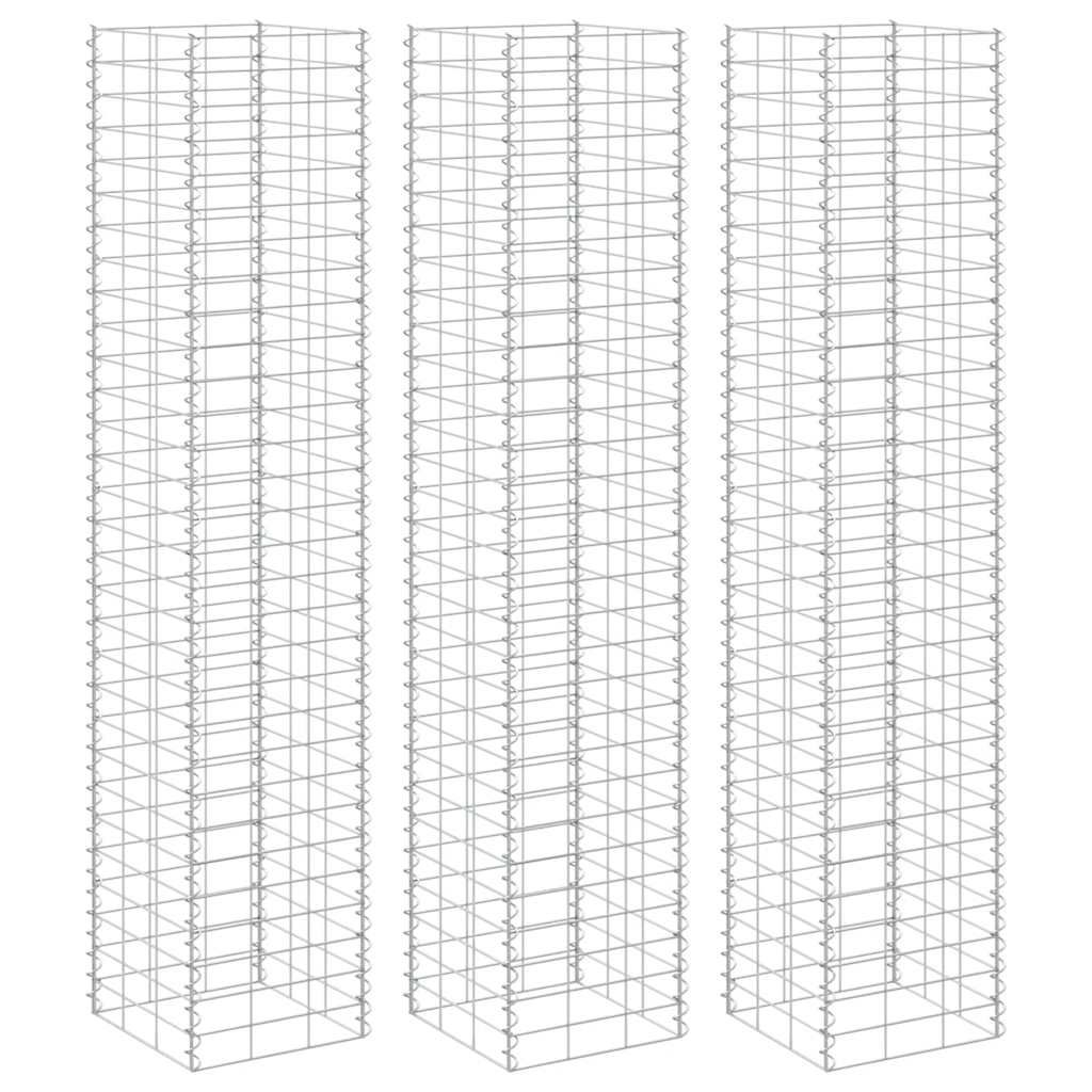 vidaXL Gabion Raised Beds 3 pcs 11.8"x11.8"x78.7" Iron