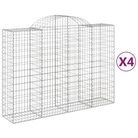 vidaXL Arched Gabion Baskets 4 pcs 200x50x140/160 cm Galvanised Iron