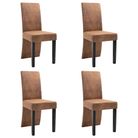 vidaXL Dining Chairs 4 pcs Brown Faux Suede Leather