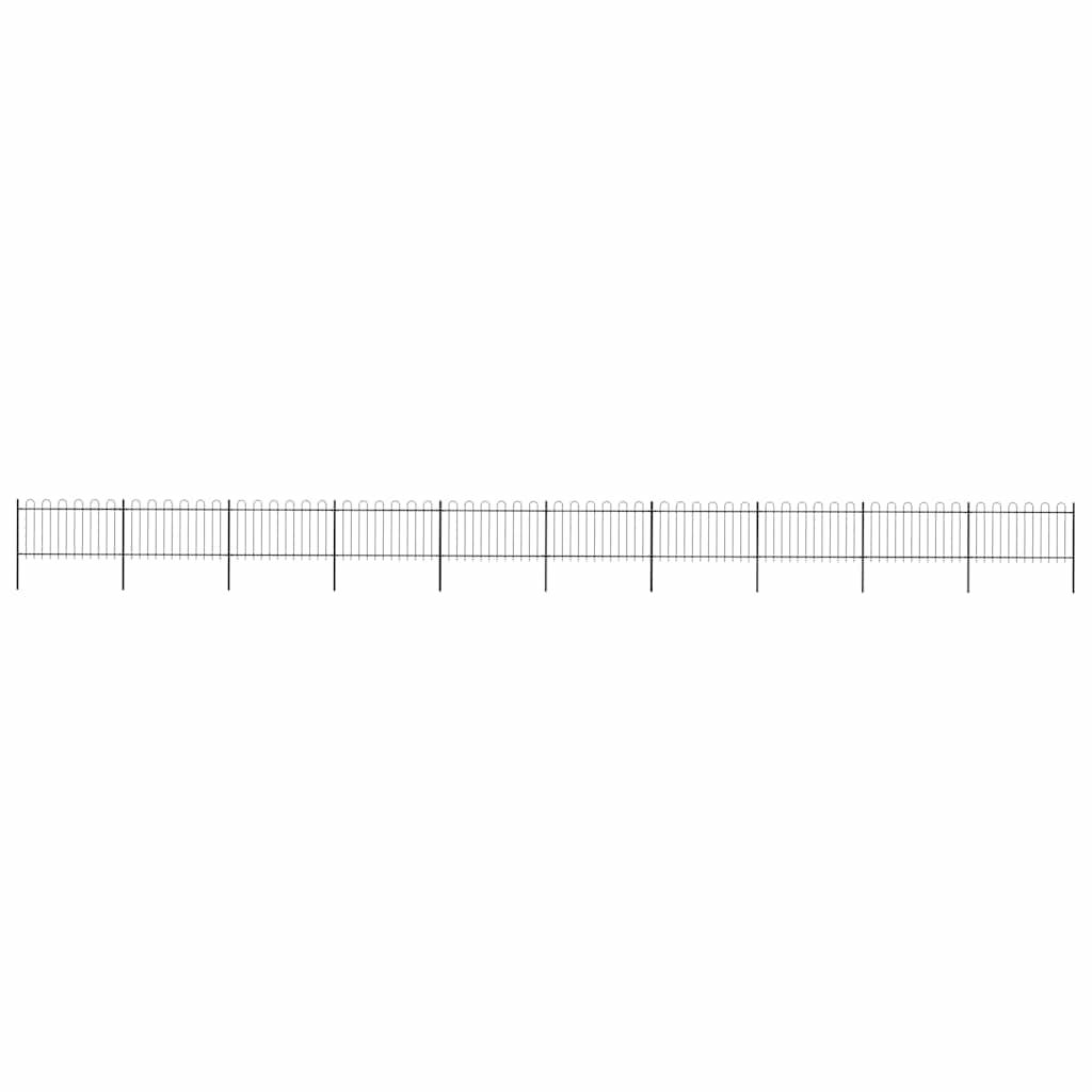 vidaXL Garden Fence with Hoop Top Steel 1781.5x100 cm Black