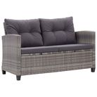 vidaXL 2-Seater Patio Sofa with Cushions Gray 48.8" Poly Rattan