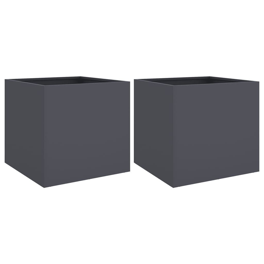 vidaXL Planters 2 pcs Anthracite 16.5"x15.7"x15.4" Steel
