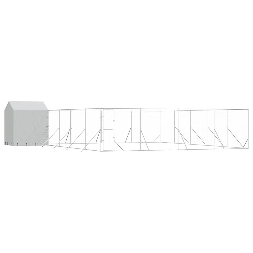 vidaXL Outdoor Dog Kennel with Roof Silver 10x10x2.5 m Galvanised Steel