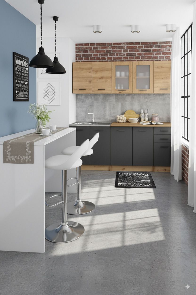 Industrial blue kitchen