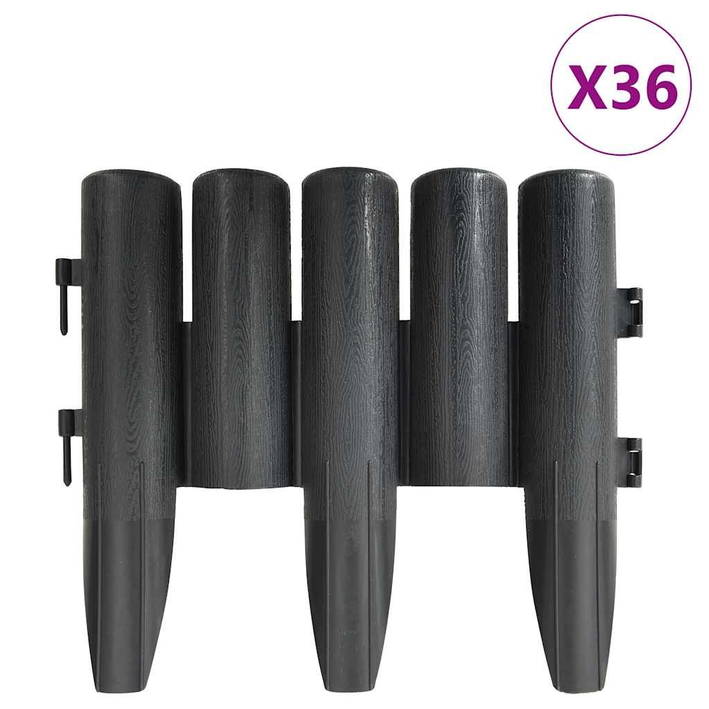 vidaXL Lawn Edgings 36 pcs Anthracite 32.8' PP
