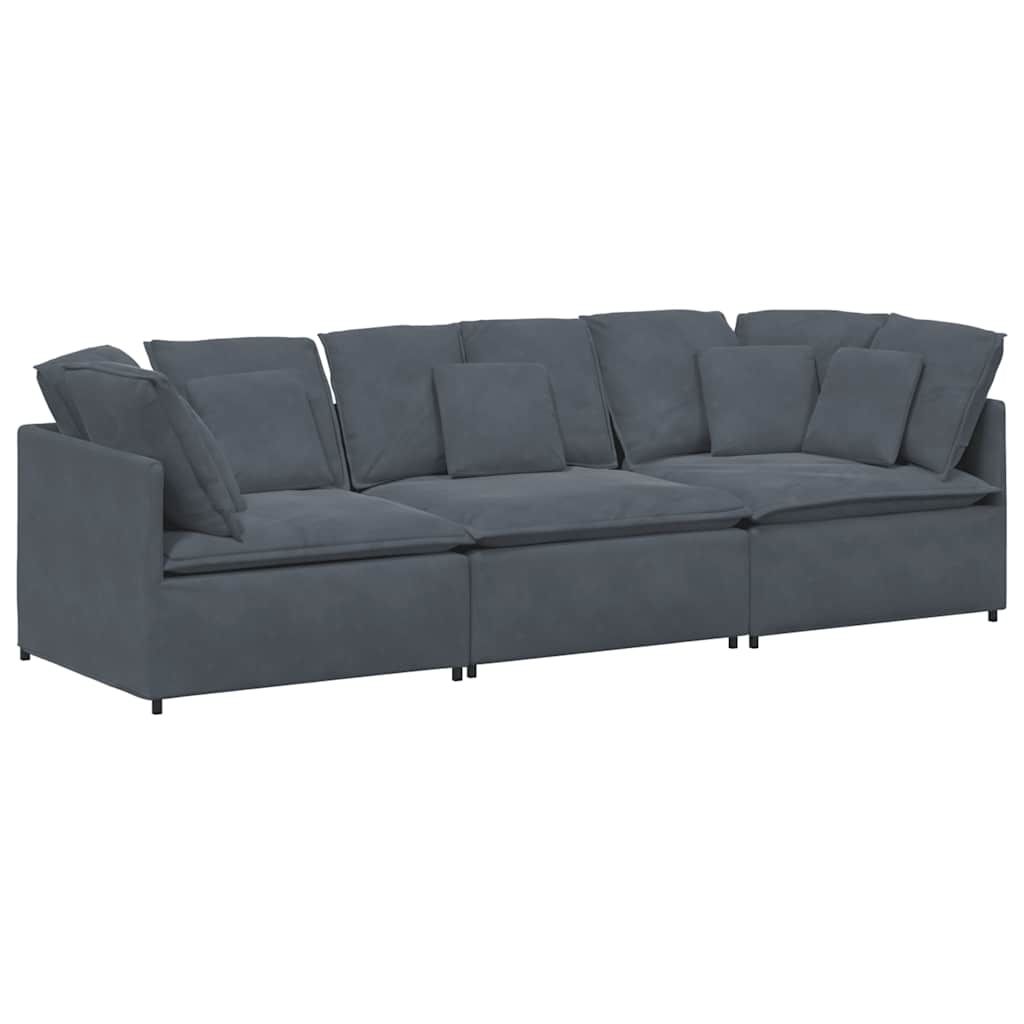 vidaXL Modular Sofa with Cushions Velvet Dark Gray