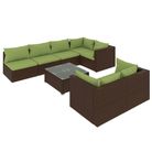 vidaXL 8 Piece Garden Lounge Set with Cushions Brown Poly Rattan