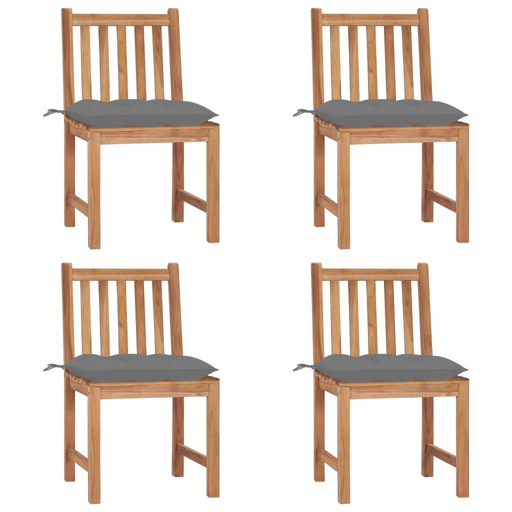 vidaXL Patio Chairs 4 pcs with Cushions Solid Teak Wood