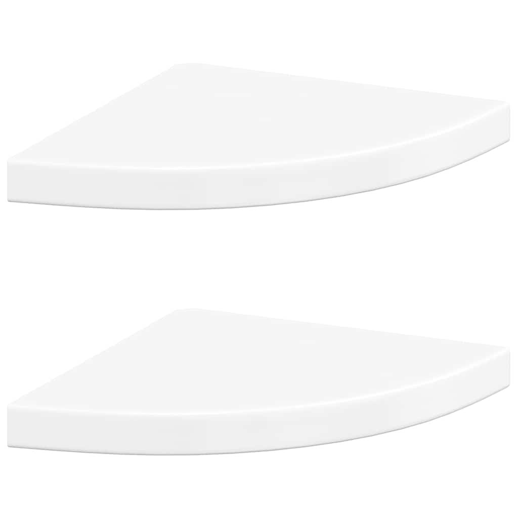 vidaXL Floating Corner Shelves 2 pcs High Gloss White 13.8"x13.8"x1.5" MDF