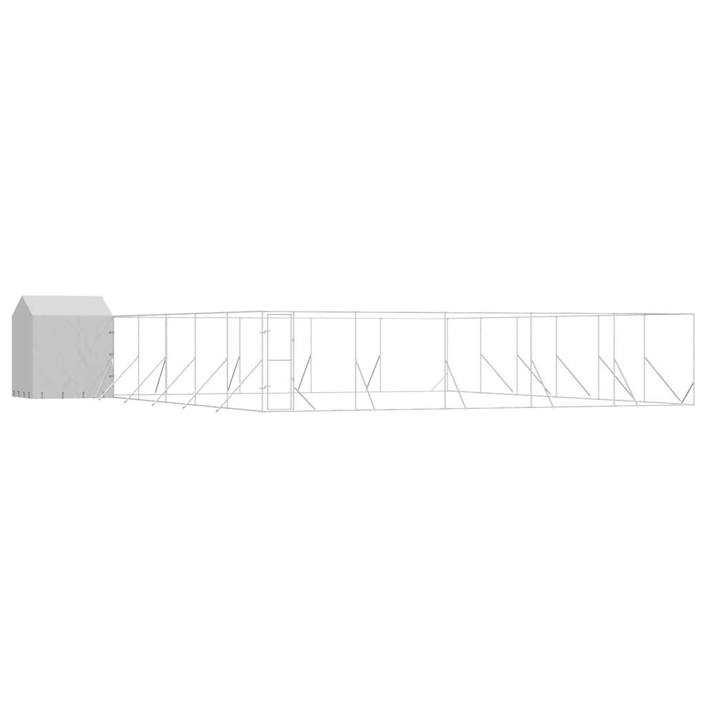 vidaXL Outdoor Dog Kennel with Roof Silver 12x12x2.5 m Galvanised Steel