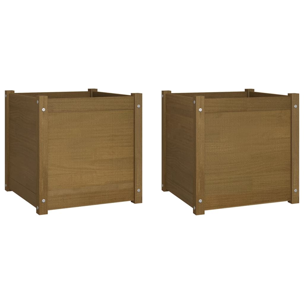vidaXL Garden Planters 2 pcs Honey Brown 19.7"x19.7"x19.7" Solid Wood Pine