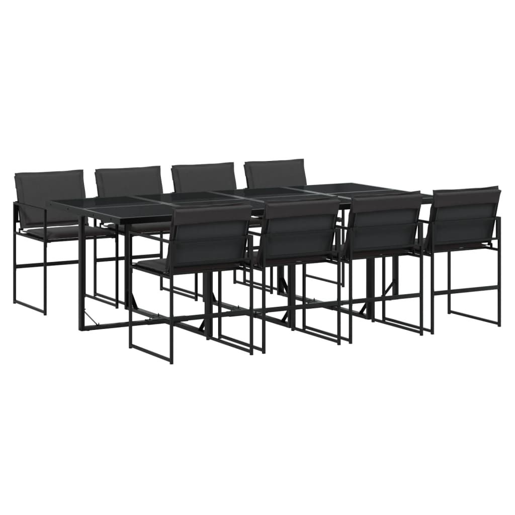 vidaXL 9 Piece Patio Dining Set with Cushions Black Textilene