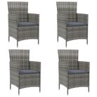 vidaXL Garden Chairs with Cushions 4 pcs Poly Rattan Grey