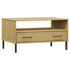 vidaXL Coffee Table with Metal Legs Brown 85x50x45cm Solid Wood OSLO