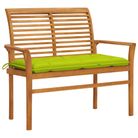 vidaXL Patio Bench with Bright Green Cushion 44.1" Solid Teak Wood