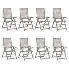 vidaXL Garden Reclining Chairs 8 pcs Grey Solid Acacia Wood