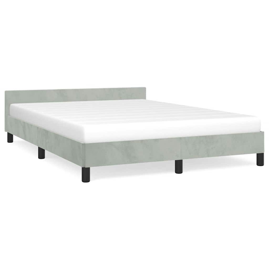 vidaXL Bed Frame without Mattress Light Grey Full Velvet