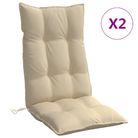 vidaXL Highback Chair Cushions 2 pcs Beige Oxford Fabric