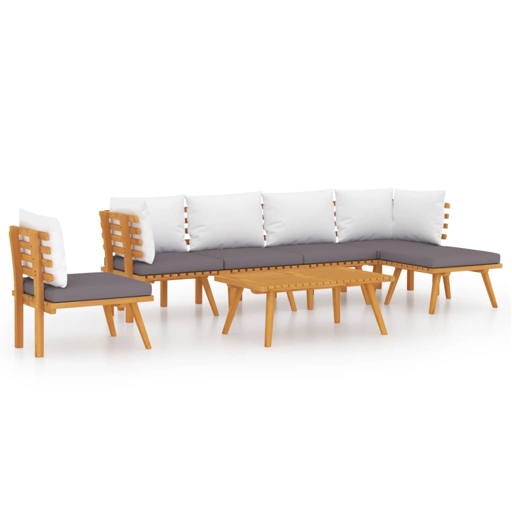 vidaXL 7 Piece Garden Lounge Set with Cushions Solid Acacia Wood