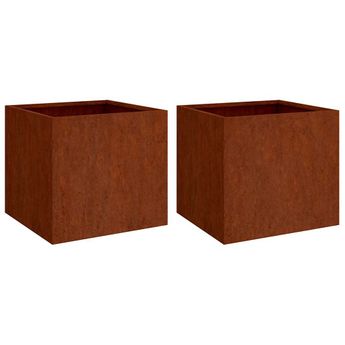 vidaXL Planters 2 pcs 19.3"x18.5"x18.1" Corten Steel