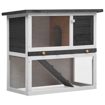 vidaXL Outdoor Rabbit Hutch 1 Door Gray Wood