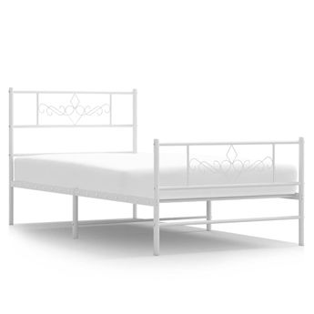 vidaXL Metal Bed Frame without Mattress with Footboard White 100x200cm