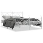 vidaXL Metal Bed Frame without Mattress with Footboard White 59.1"x78.7"