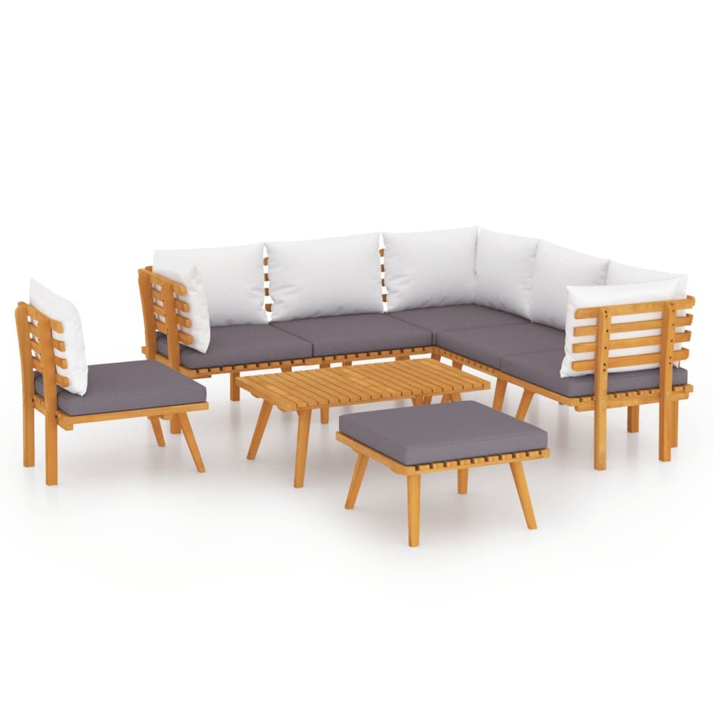 vidaXL 8 Piece Garden Lounge Set with Cushions Solid Acacia Wood