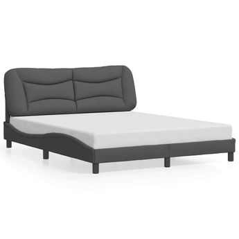 vidaXL Bed Frame without Mattress "Hvar" Dark Gray 59.8"x79.9" Fabric
