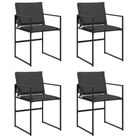 vidaXL Garden Chairs with Cushions 4 pcs Black Steel and Textilene
