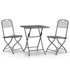 vidaXL 3 Piece Patio Dining Set Expanded Metal Mesh Anthracite