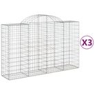 vidaXL Arched Gabion Baskets 3 pcs 200x50x120/140 cm Galvanised Iron