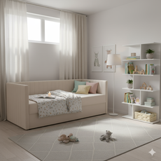 Modern children's room in beige tones