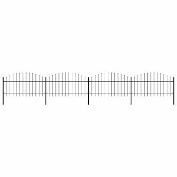 vidaXL Garden Fence with Spear Top Steel 714.5x125 cm Black