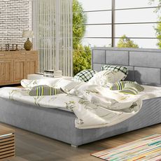 NABBI Liza 140 upholstered double bed with slat light gray (Paros 05)
