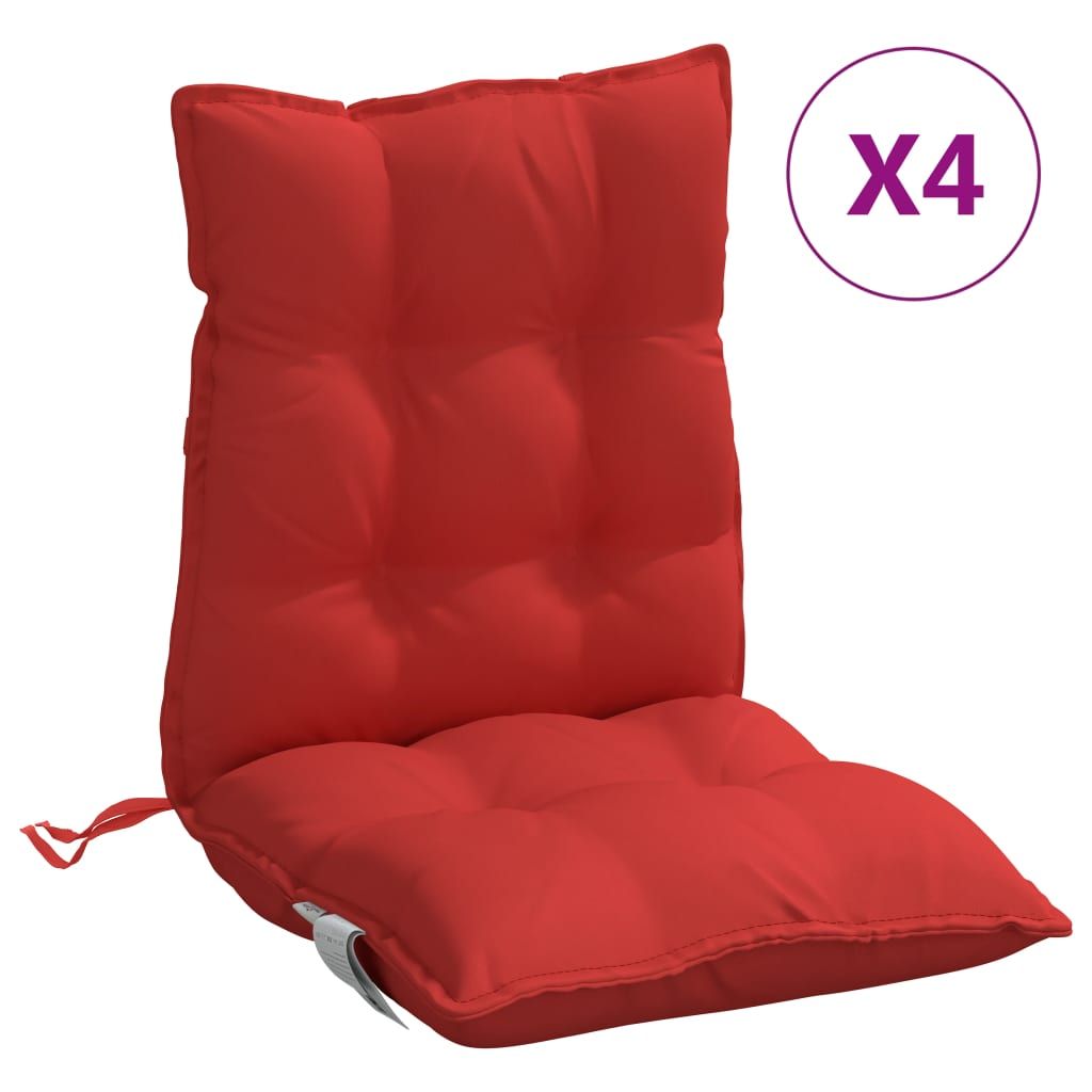 vidaXL Lowback Chair Cushions 4 pcs Red Oxford Fabric