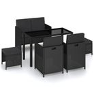 vidaXL 6 Piece Patio Dining Set with Cushions Poly Rattan Black